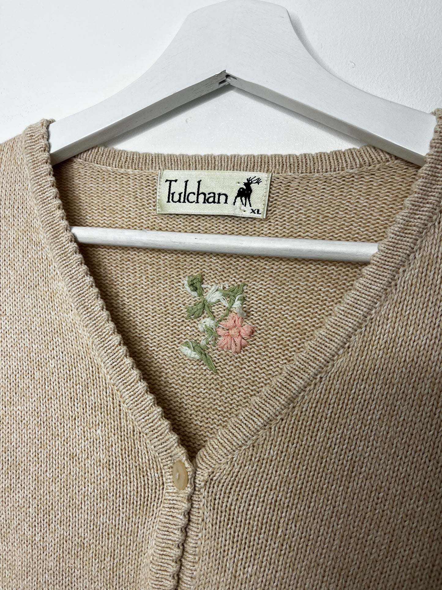 Cream Vintage Tulchan Flower Cardigan