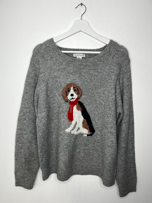 Grey Slouchy Dog Jumper