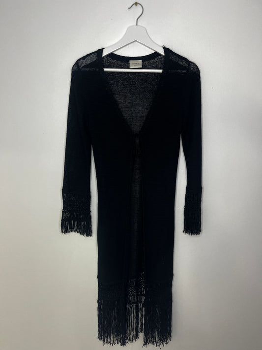 Black Fringed Whimsical Vintage Cardigan