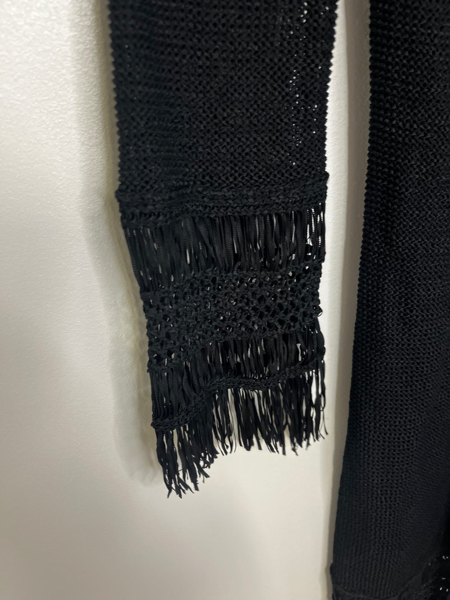 Black Fringed Whimsical Vintage Cardigan