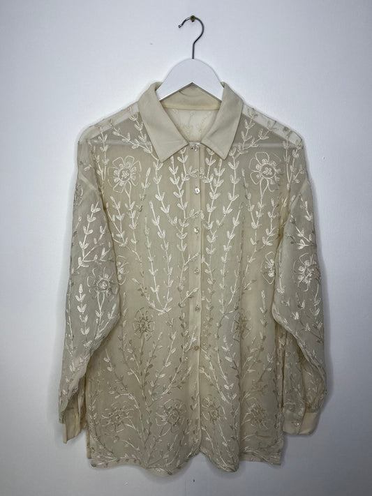 Semi Sheer Vintage Ivory Blouse
