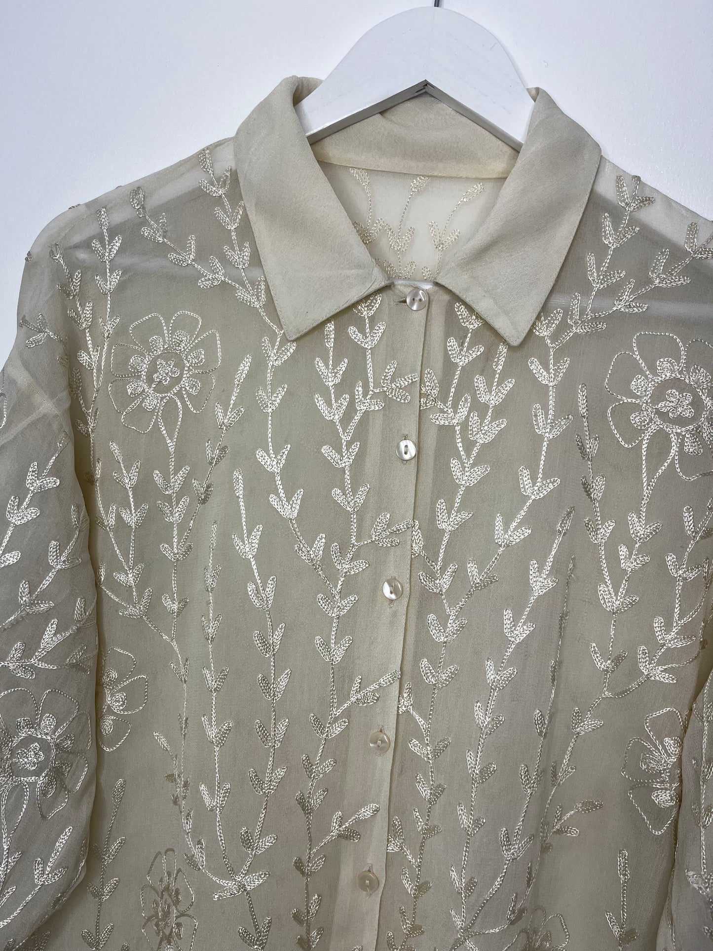 Semi Sheer Vintage Ivory Blouse