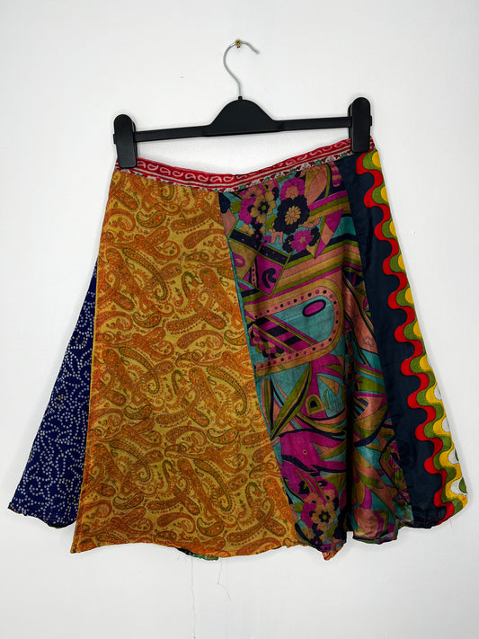 Pure Silk Vintage Wrap Sarong Skirt