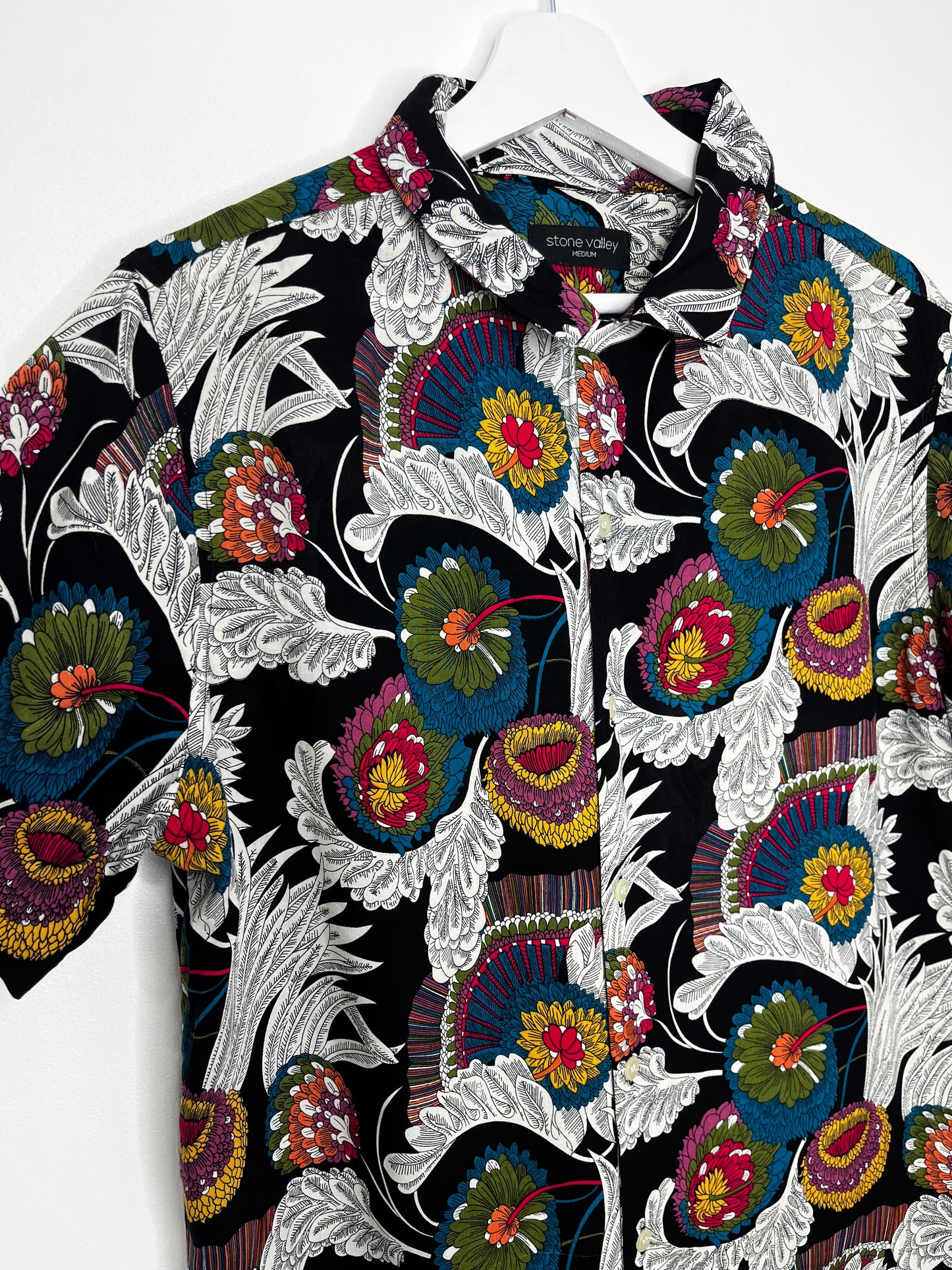 Black Vibrant Vintage Floral Shirt