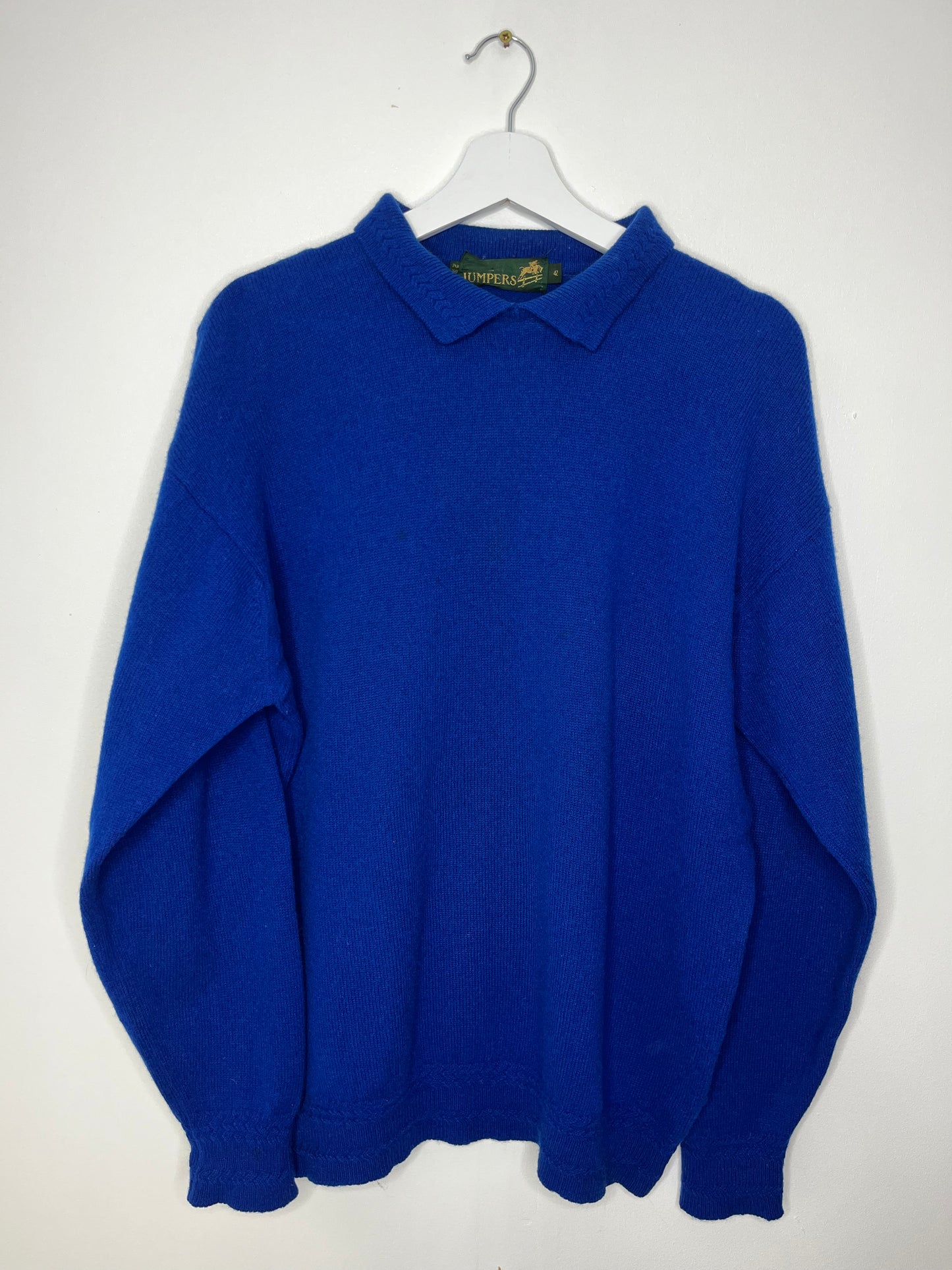 True Vintage Royal Blue Pure New Wool Jumper