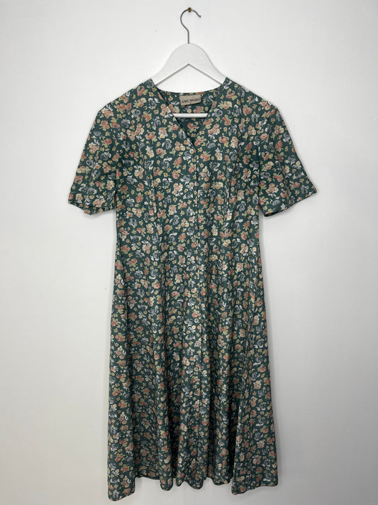 Button Down Pastel Floral Vintage Dress