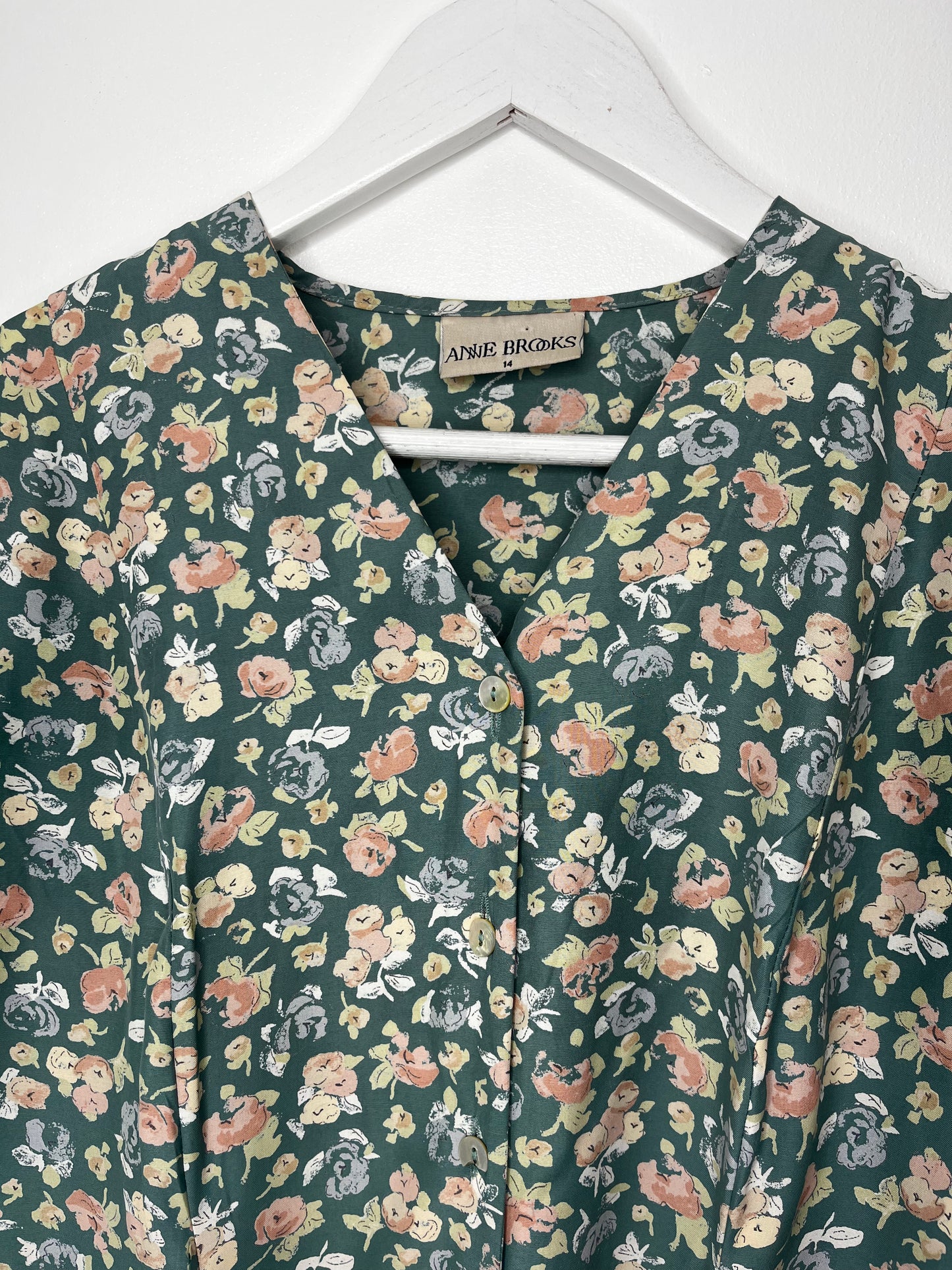 Button Down Pastel Floral Vintage Dress