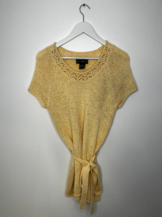 Tie Bottom Lemon Knit Light Sweater Top