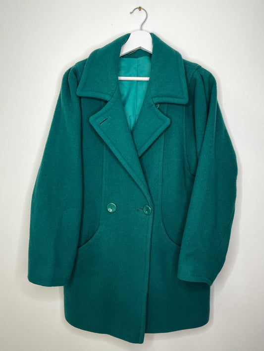 Pure New Wool Green Vintage Coat