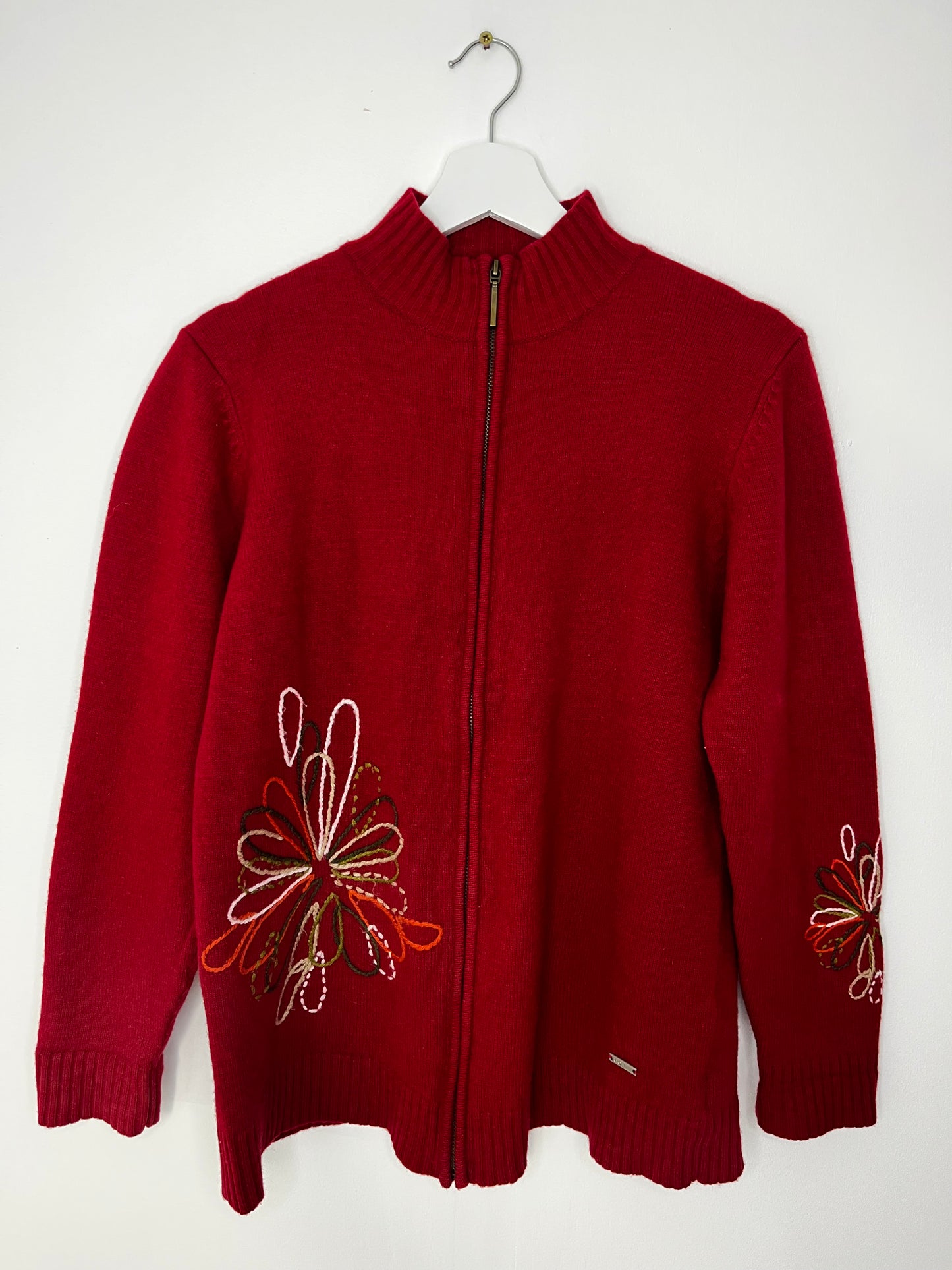 Burgundy Wool Vintage Zip Cardigan