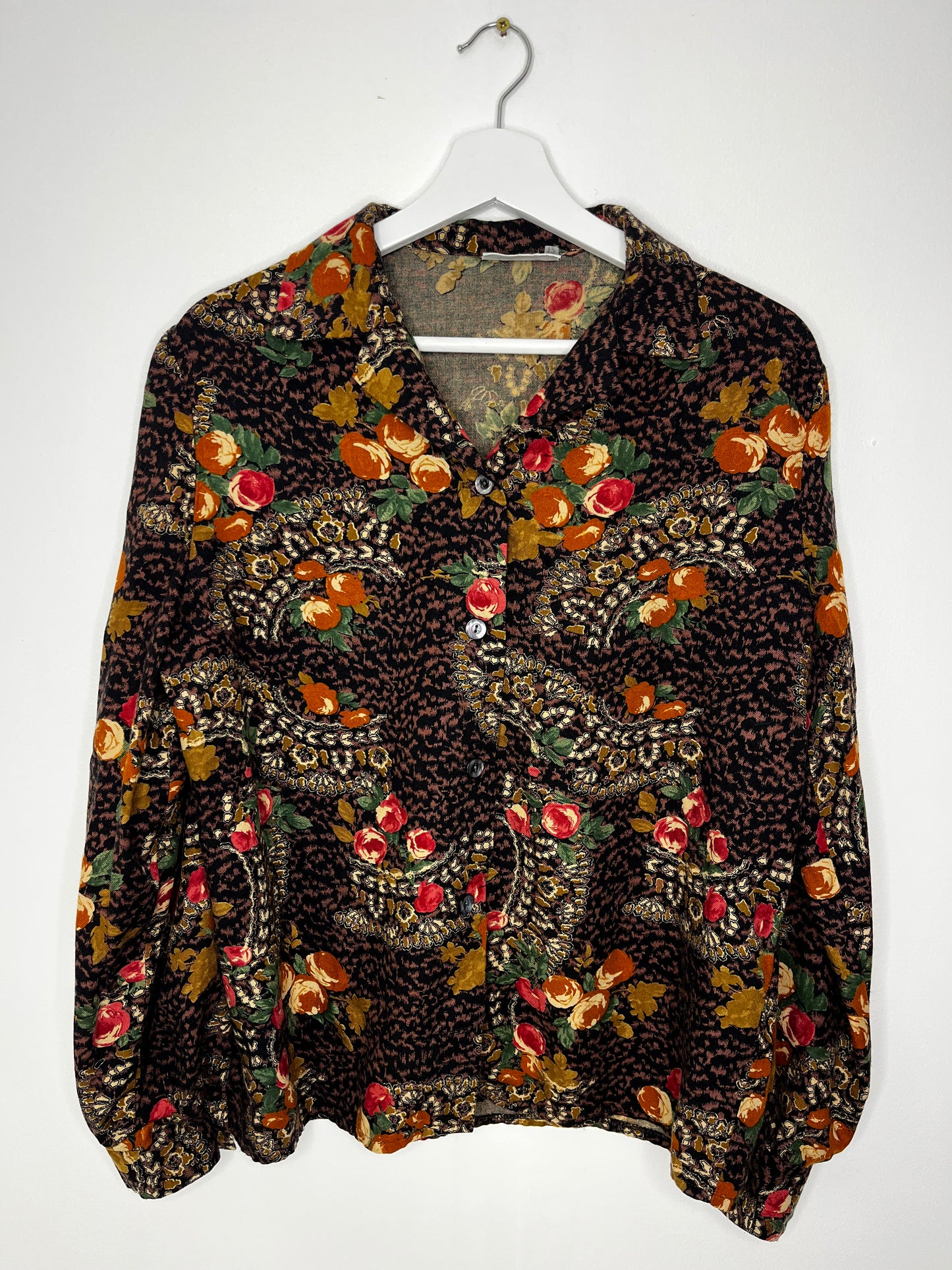 Long Sleeve Brown Vintage Floral Shirt