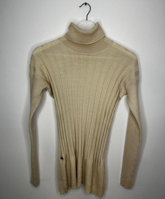 Cream Ribbed Lacoste Roll Neck