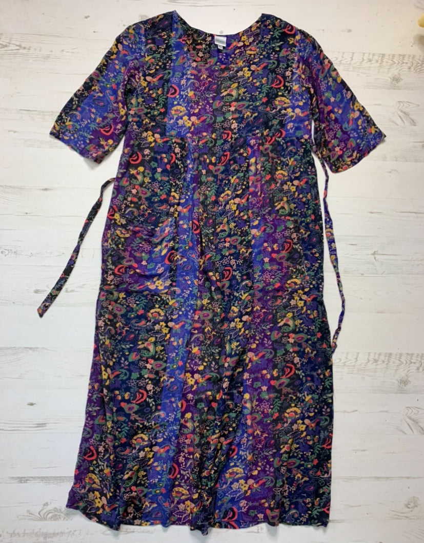 Tie Back Purple Detailed Vintage Dress