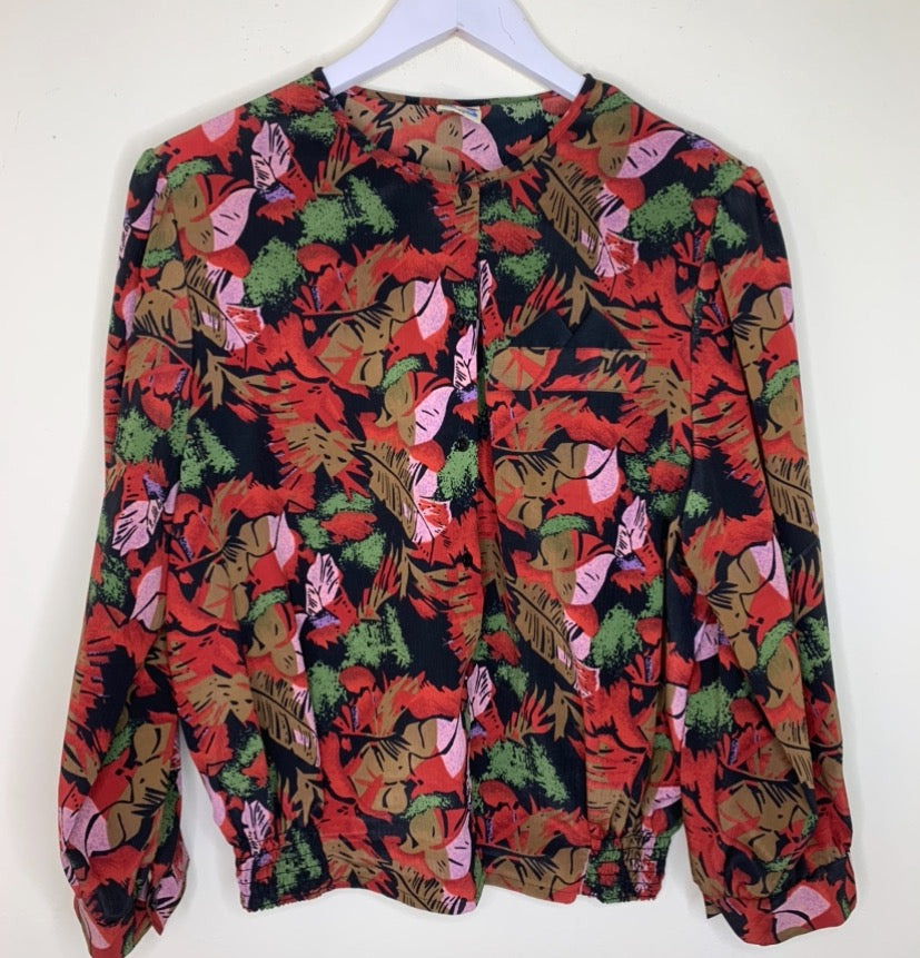Long Sleeve Collarless Blouse