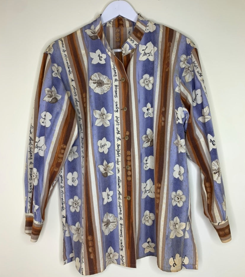 Long Sleeve Collarless Blouse