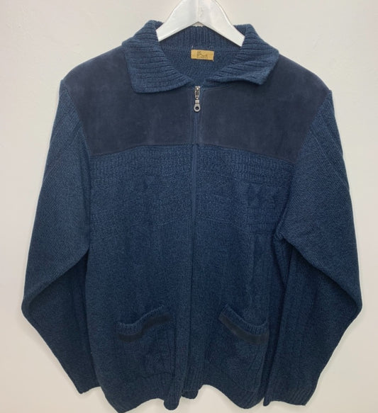 Navy Zip Vintage Cardigan