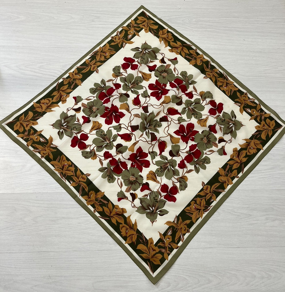 Large Vintage Floral Scarf
